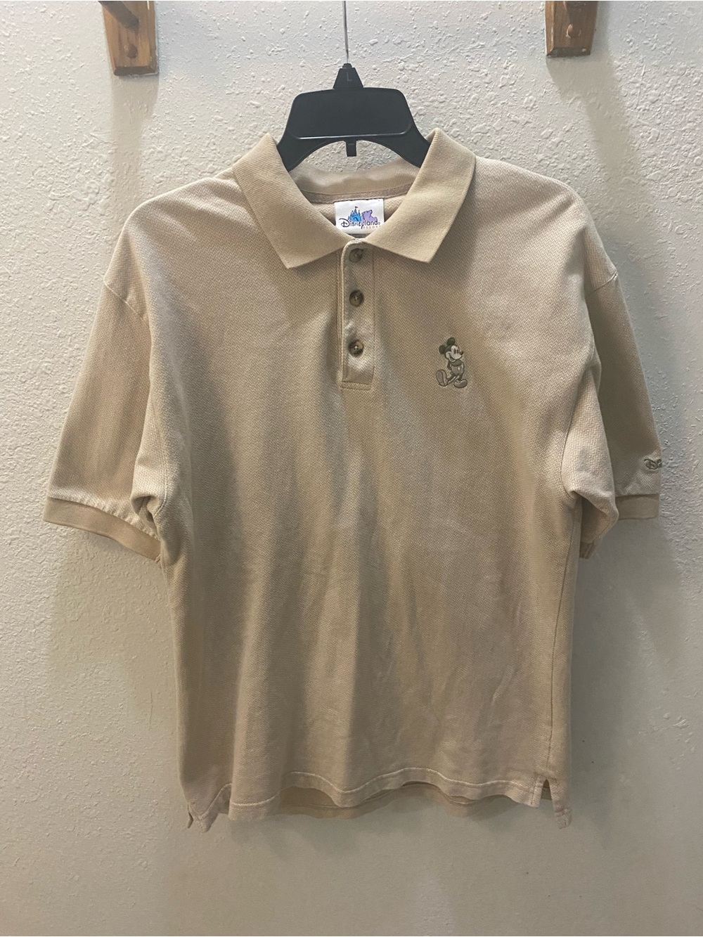 Beige Short-Sleeve Polo with Embroidered Character